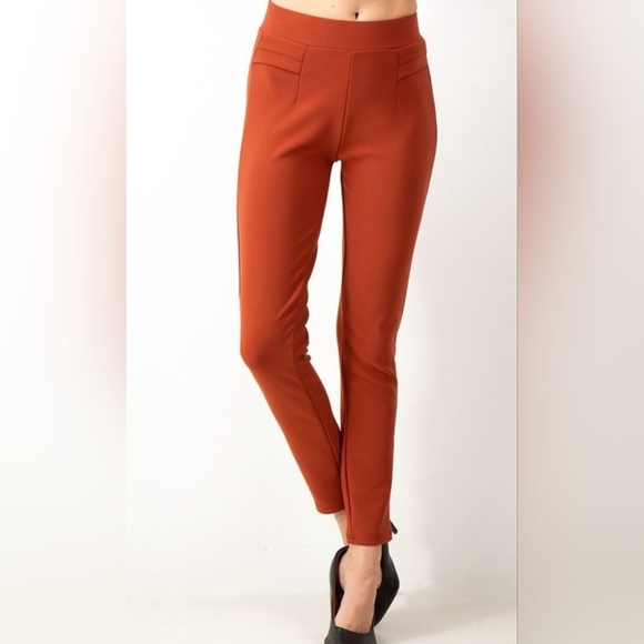 New Mix Pants - New Mix Rust Pull On Ponte Pants Slim Fit Workwear Pants Sizes: S–3X
